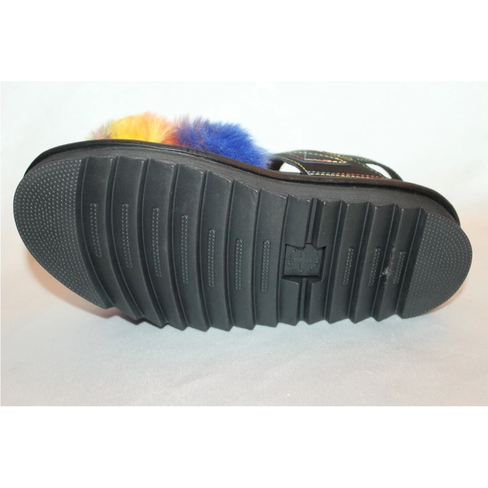 NEW! Dr. Martens Black Sandals with Multicolor Fur - Picture 10 of 11